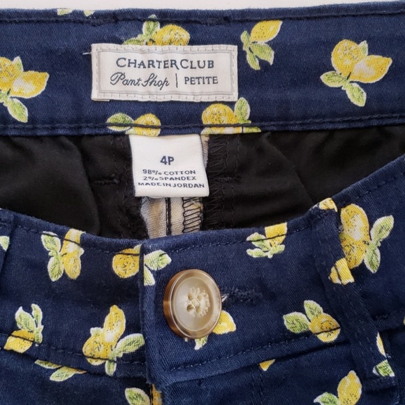 Charter Club Navy Shorts w/Lemons, Size 4 Petite - Picture 4 of 5